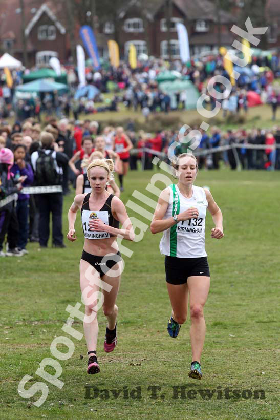 Gemma Steel (Leicestershire) and Steph Twell lead in the Senior Womens McCain Inter Counties Cross Country, Cofton Park, Birmingham.
